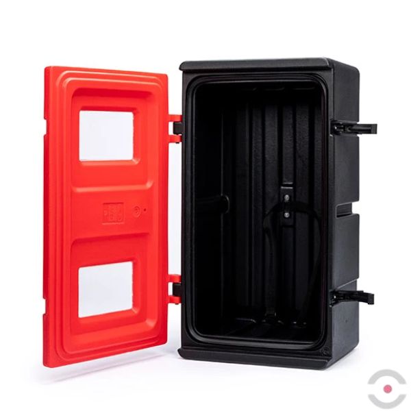 Szafka wisząca Jonesco na gaśnicę 12 kg, budynek/pojazd, Seria 73, czerwony/czarny