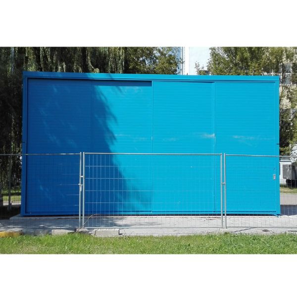 Magazyn substancji niebezpiecznych nieizolowany Topserw, WSC 2 poziomy/2 segmenty, 16*200 l beczka/ekspl, jednostronny, 1*drzwi przesuwne, dwumodułowy
