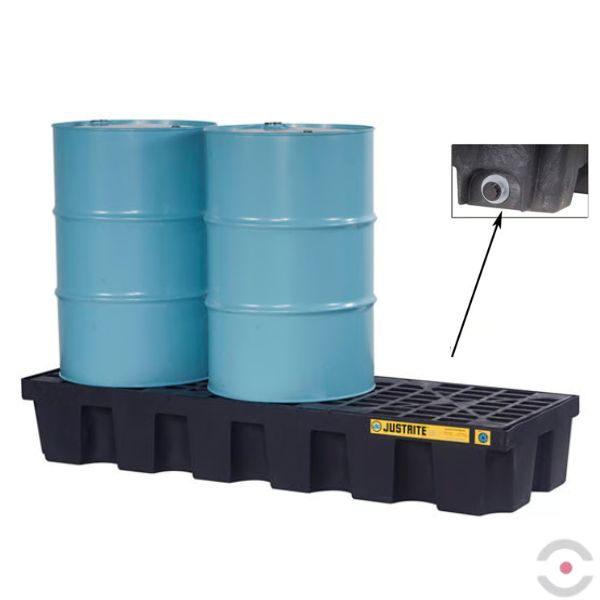 Wanna wychwytowa Justrite 284 l, beczka 3*200 l, kratownica, spust, czarny, MEDIUM