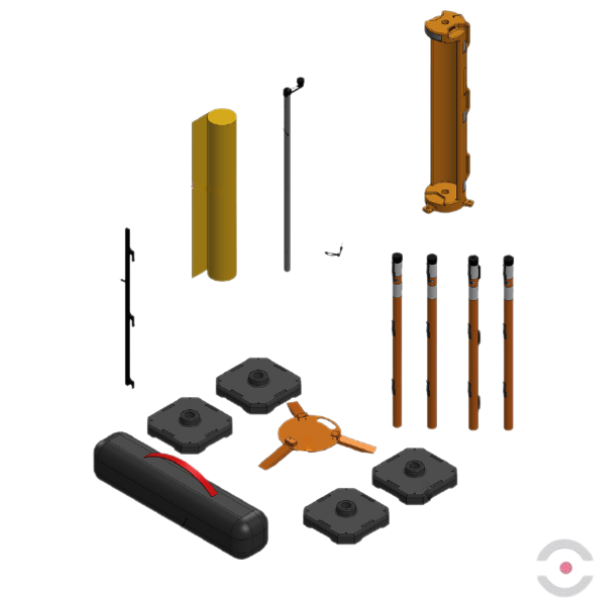 Przenośna barierka ochronna, 15 m, na trójnogu