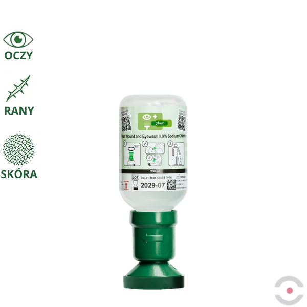 Roztwór do płukania oka i ran Plum, ciało obce, butelka 200 ml, chlorek sodu 0,9%, MDR