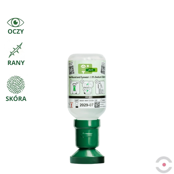 Roztwór do płukania oka i ran Plum, ciało obce, butelka 200 ml, chlorek sodu 0,9%, MDR