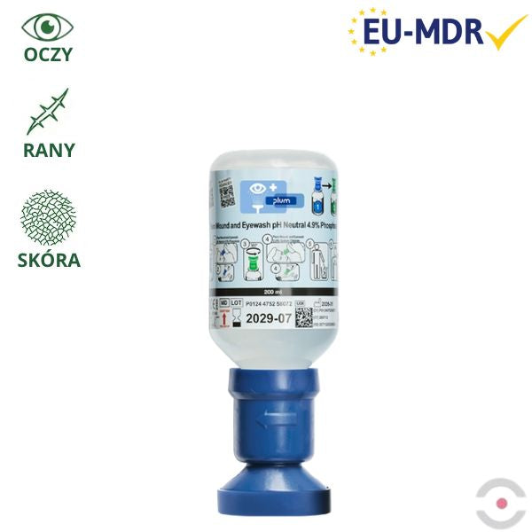 Roztwór do płukania oka i ran Plum, kwas, zasada, butelka 200 ml, bufor fosforanowy 4,9%, MDR
