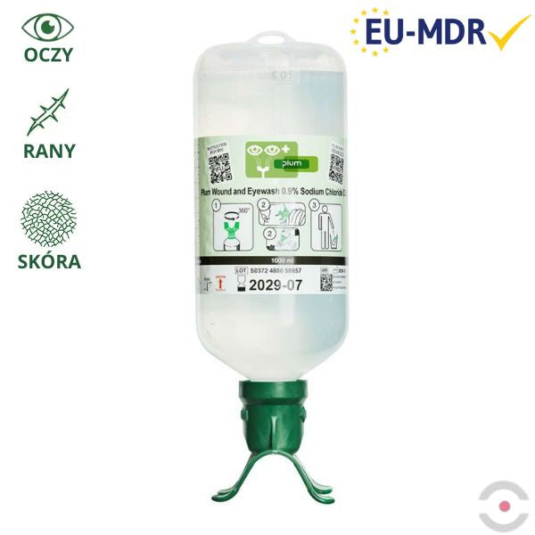 Roztwór do płukania oczu i ran Plum, DUO, ciało obce, butelka 1000 ml, chlorek sodu 0,9%, MDR