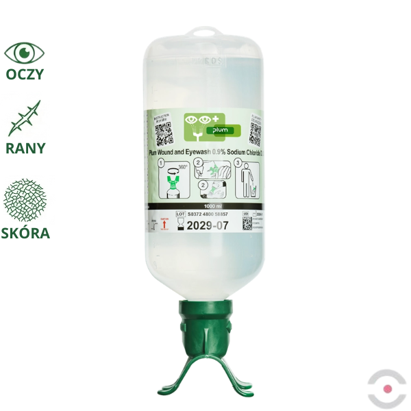 Roztwór do płukania oczu i ran Plum, DUO, ciało obce, butelka 1000 ml, chlorek sodu 0,9%, MDR