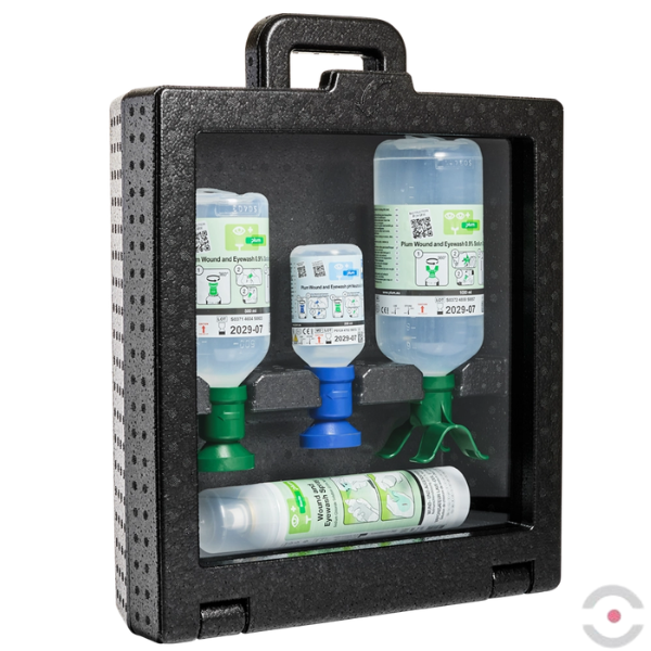 Zestaw naścienny zamykany Plum iBOX - roztwór do płukania oka i ran, butelka 1*1000 ml DUO, 1*500 ml, spray 250 ml, butelka 200 ml, MDR