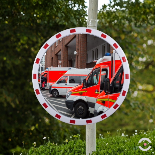 Lustro przemysłowe Dancop, Madrid, 80 cm, akryl, biało-czerwone