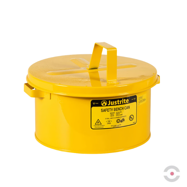 Pojemnik zabezpieczający Justrite stalowy, warsztatowy do czyszczenia, 8 l,  żółty