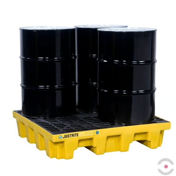 Wanna wychwytowa Justrite 276 l, beczka 4*200 l, kratownica, spust, żółty, MEDIUM