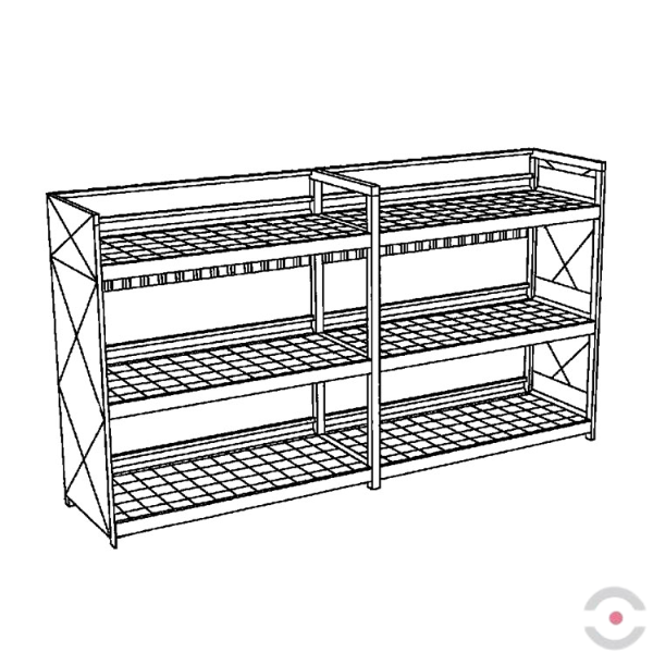 Regał półotwarty (WSC 3.60), 3*poziomy skład. kratownica, 2*moduł, 60*200 l beczka, wanna 2*650 l