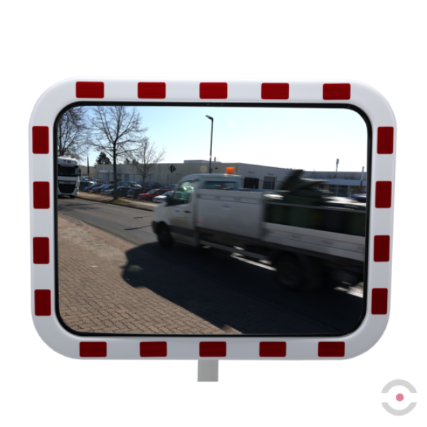 Lustro drogowe Dancop, Rome, poliwęglan, 60*80 cm, biało-czerwone