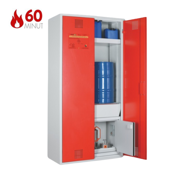 Szafa kombinowana Topserw COMBI-60 L, beczka 60 l, drzwi CLA czerwone, CHS FAS, 60 min