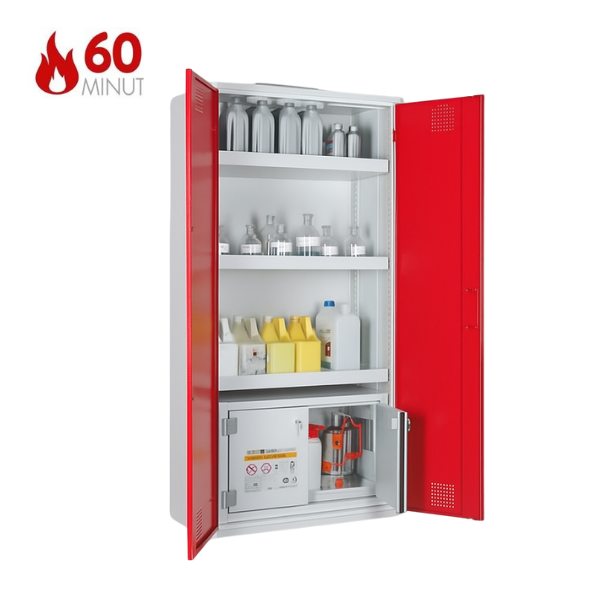 Szafa kombinowana Topserw COMBI-60 L, pojemniki, drzwi CLA czerwone, CHS, 60 min