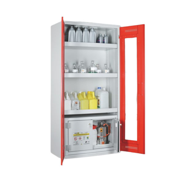 Szafa kombinowana Topserw COMBI-60 L, pojemniki, drzwi GL, czerwone, CHS, 60 min