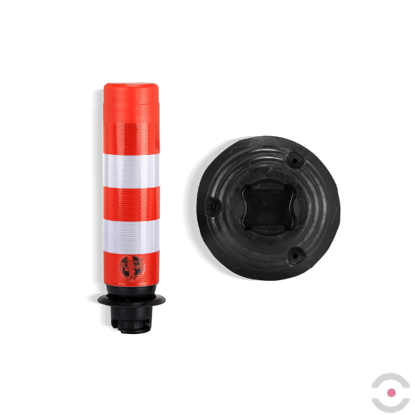 Słupek ostrzegawczy, uchylny, 450 mm, polietylen, biało-czerwony