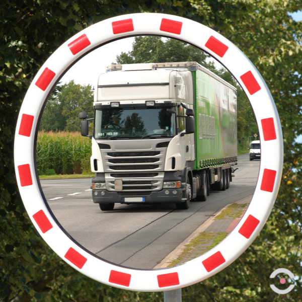 Lustro drogowe Dancop, Berlin, inox, 80 cm, biało-czerwone