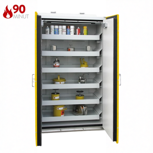 Szafa ognioodporna Topserw PRIME-90 XL, 6 półek wysuwanych, drzwi żółte, SiS VS, 90 min