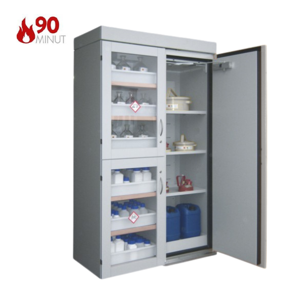 Szafa kombinowana Topserw COMBI-90 XL, 6 wanienek, 2 moduły, drzwi GL szare, LAB, 90 min