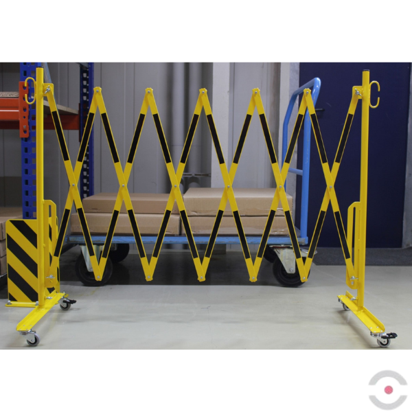 Bariera nożycowa, dł. 3600 mm, kółka, żółty/czarny