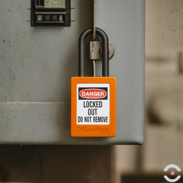 Kłódka bezpieczeństwa (Ex), korpus i kabłąk kompozytowy 4.76 mm, klucz KD, b/przytrzymania, pomarańczowaa