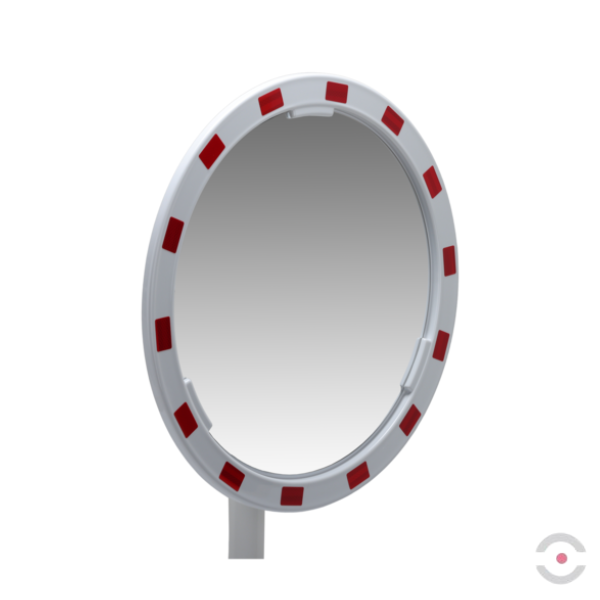 Lustro przemysłowe Dancop, Madrid, 60 cm, akryl, biało-czerwone