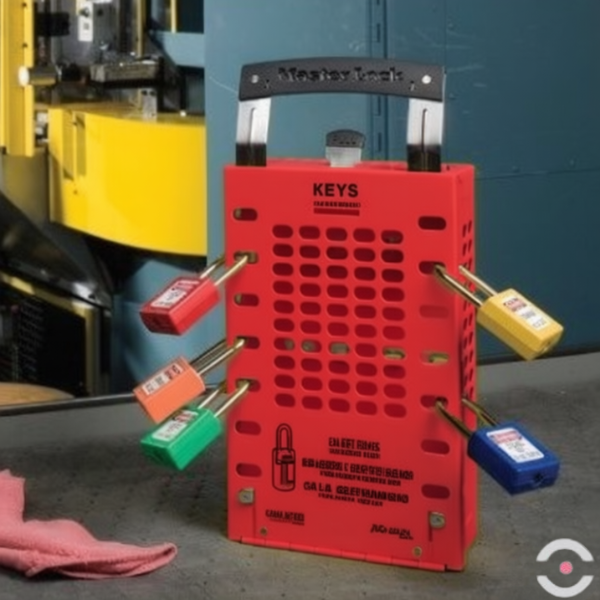 Skrzynka zabezpieczająca klucze kłódek bezpieczeństwa, przenośna/ścienna, czerwona