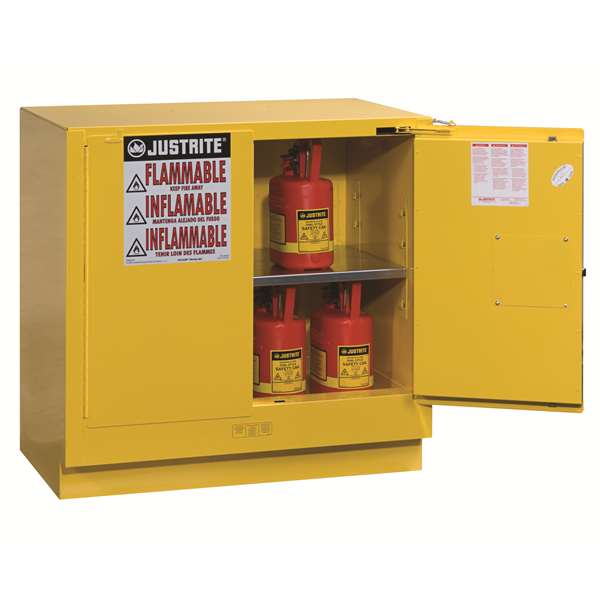 Szafa zabezpieczająca (palne) Justrite BENCH M, 83 l, 2-drzwiowa MS, 1 półka, żółty