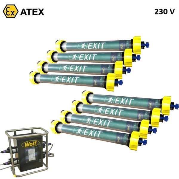 Zestaw oświetleniowy Ex ATEX Topserw WOLF LX247T4, transformator Ex 230 V/24 V, Zone ‘1’, ‘21’