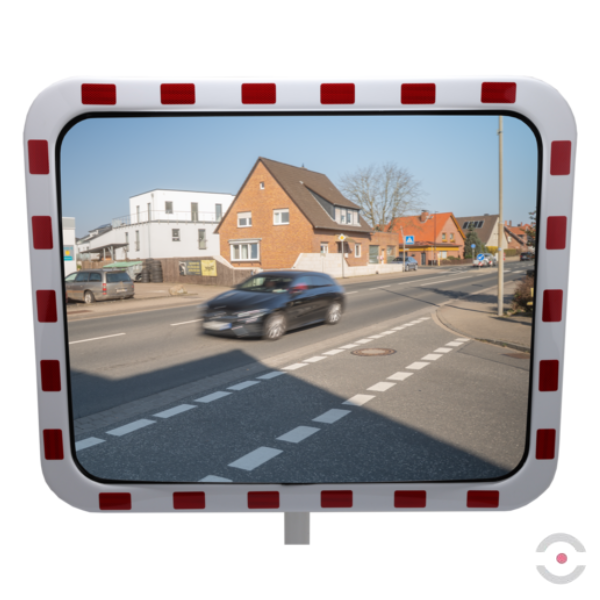 Lustro drogowe Dancop, Rome, poliwęglan, 80*100 cm, biało-czerwone