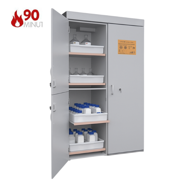 Szafa kombinowana Topserw COMBI-90 XL, 6 wanienek, 2 moduły, drzwi CLA szare, LAB, 90 min