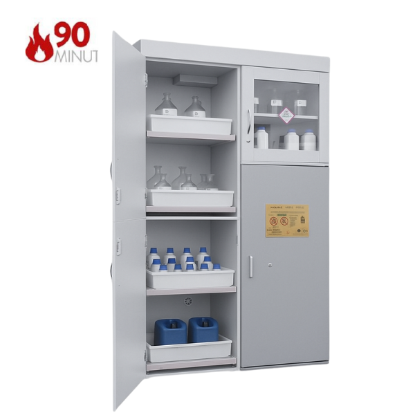 Szafa kombinowana Topserw COMBI-90 XL, 6 wanienek, 3 moduły, drzwi CLA szare, LAB, 90 min