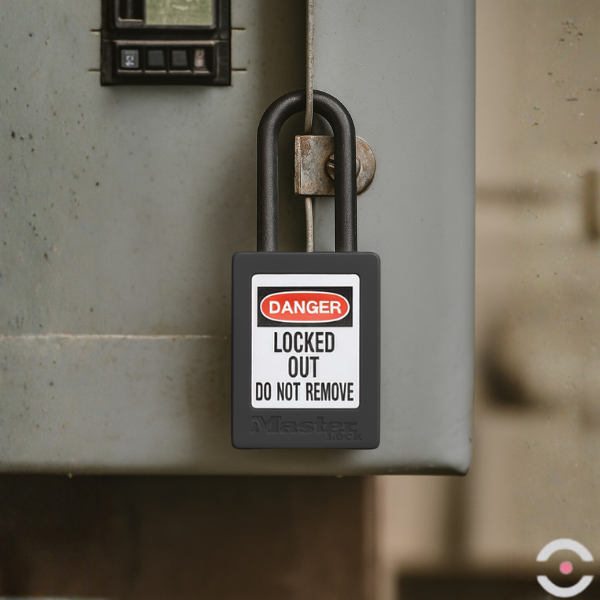 Kłódka bezpieczeństwa (Ex), korpus i kabłąk kompozytowy 4.76 mm, klucz KD, b/przytrzymania, czarna