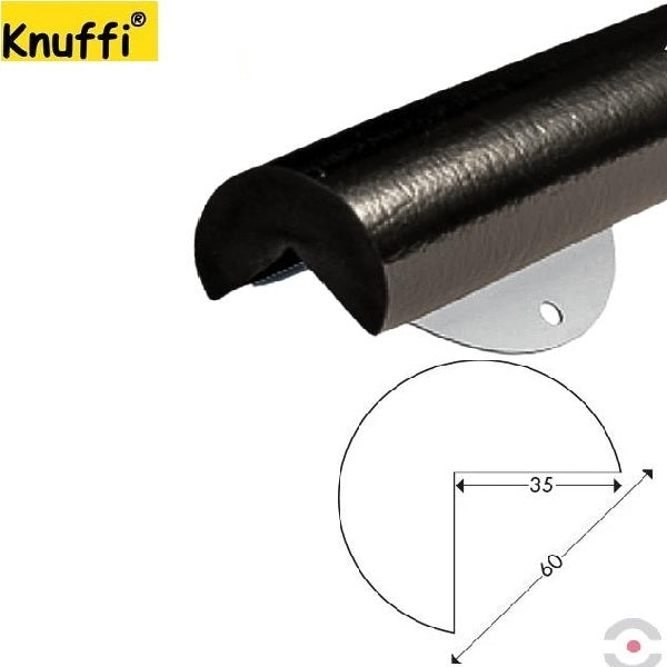 Elastyczny profil ostrzegawczo-ochronny Knuffi, typ A+, naścienny, czarny, 1000 mm
