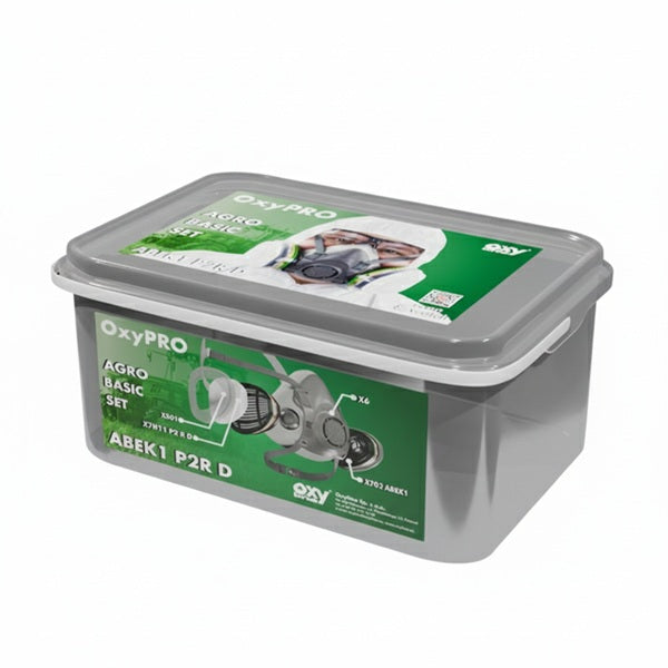 Zestaw ochronny OxyPro Agro Basic (półmaska M+pochłaniacz+prefiltry+pokrywy), wiaderko