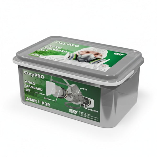 Zestaw ochronny OxyPro Agro Standard (półmaska S+pochłaniacz+filtry+nakładki), wiaderko