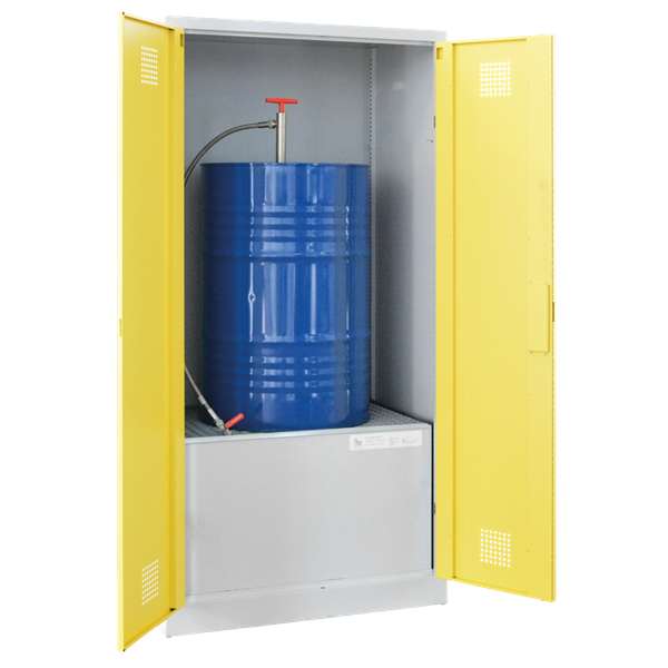 Szafa zabezpieczająca (beczki) Topserw DRUM L, 1*200 l, 2-drzwiowa, CLA żółte, FASS 200