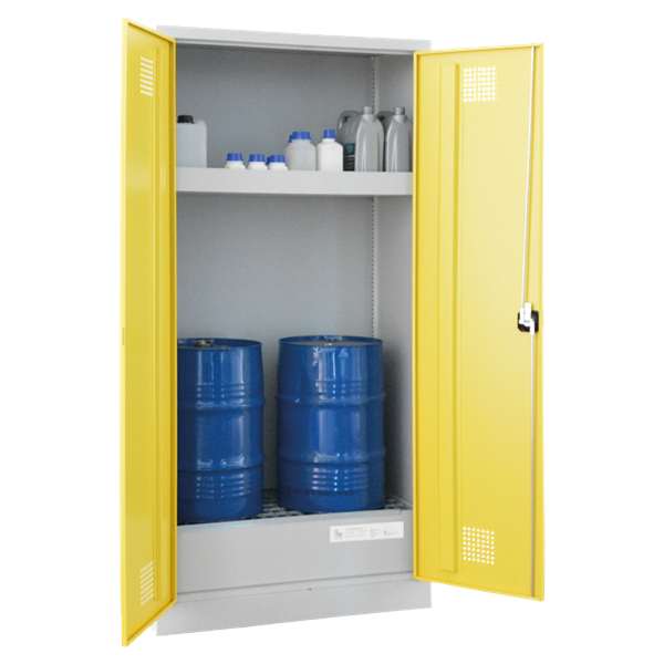 Szafa zabezpieczająca (beczki) Topserw DRUM L, 2*60 l, 1 półka, 2-drzwiowa, CLA żółte, FASS 60