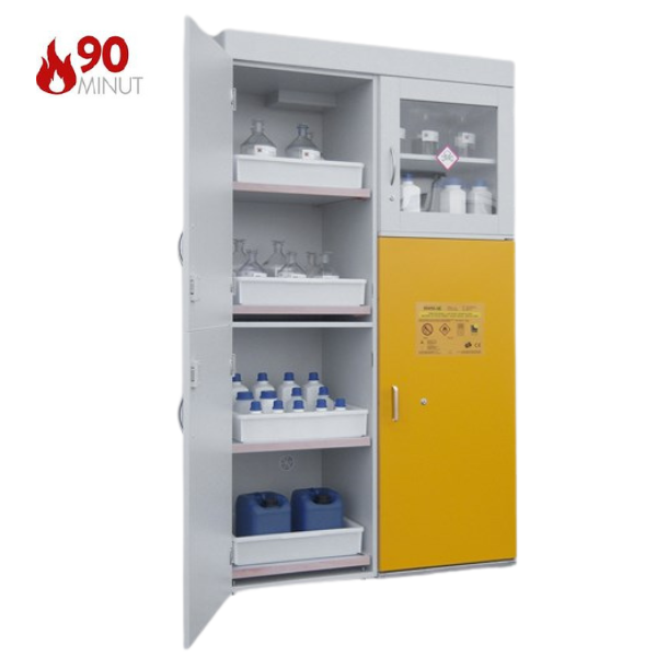 Szafa kombinowana Topserw COMBI-90 XL, 6 wanienek, 3 moduły, drzwi CLA szare/żółte, LAB, 90 min