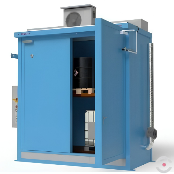 Magazyn ognioodporny Topserw, REI120, 2 poziomy/1 segment, 4*1000 l KTC/IBC, 1*1000 l, 1*drzwi dwuskrzydłowe