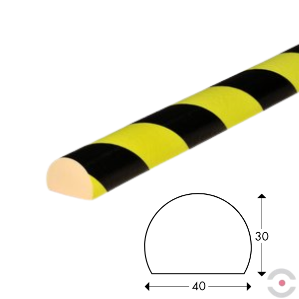 Elastyczny profil ostrzegawczo-ochronny Knuffi, typ C, neon/czarny, 1000 mm