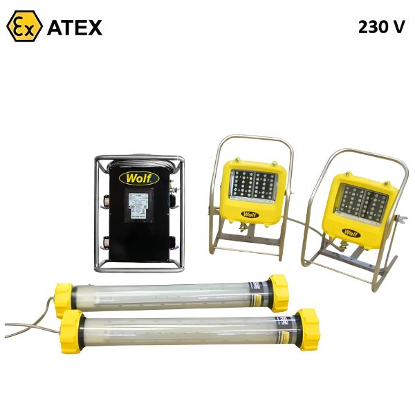 Zestaw oświetleniowy Ex ATEX Topserw WOLF  LX-237T4, transformator Ex 230 V/24 V, Zone ‘1’, ‘21’