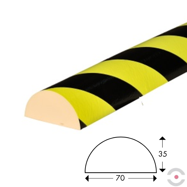 Elastyczny profil ostrzegawczo-ochronny Knuffi, typ C+, neon/czarny, 1000 mm