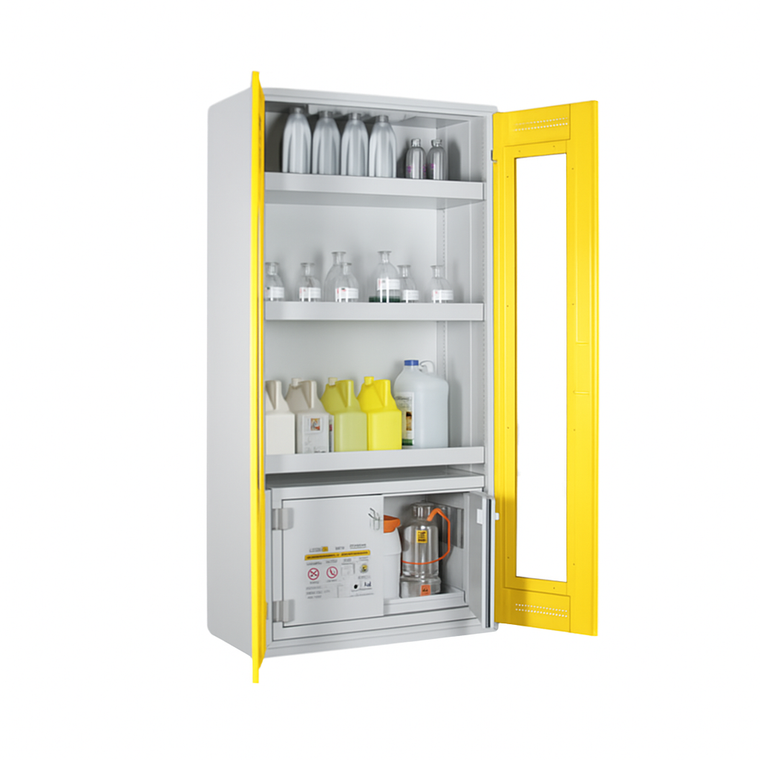Szafa kombinowana Topserw COMBI-60 L, pojemniki, drzwi GL, żółte, CHS, 60 min