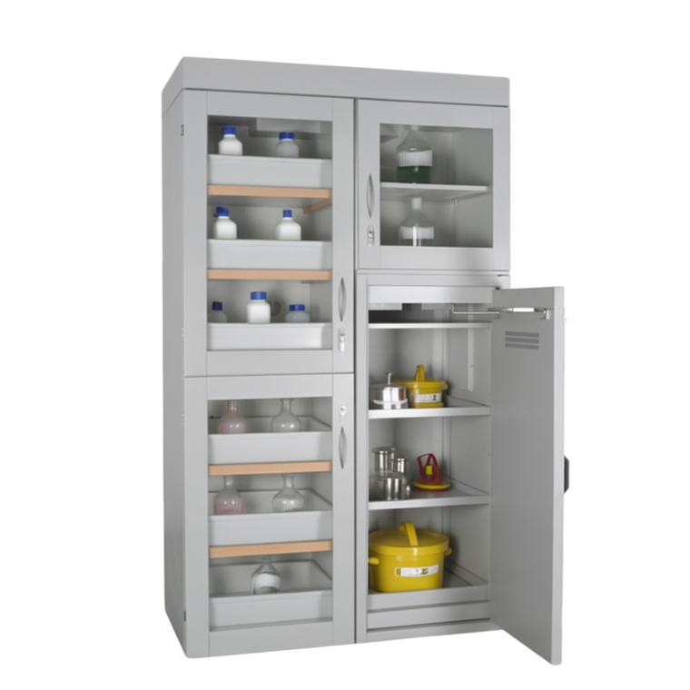 Szafa kombinowana Topserw COMBI-30 XL, 6 wanienek, 3 moduły, drzwi GL, szare, LAB, 30 min