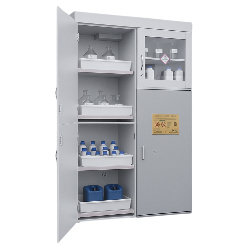 Szafa kombinowana Topserw COMBI-90 XL, 6 wanienek, 3 moduły, drzwi CLA szare, LAB, 90 min