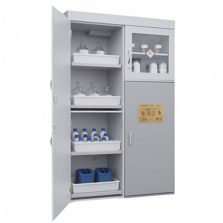 Szafa kombinowana Topserw COMBI-90 XL, 4 wanienki, 3 moduły, drzwi CLA szare, LAB, 90 min