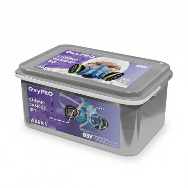 Zestaw ochronny OxyPro Chemic Basic+ (półmaska M+pochłaniacz), wiaderko