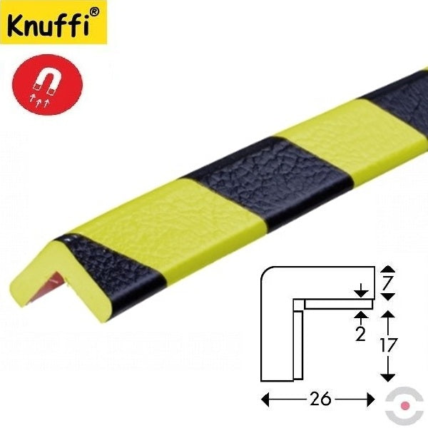 Elastyczny profil ostrzegawczo-ochronny Knuffi, typ E, magnetyczny, neon/czarny, 1000 mm