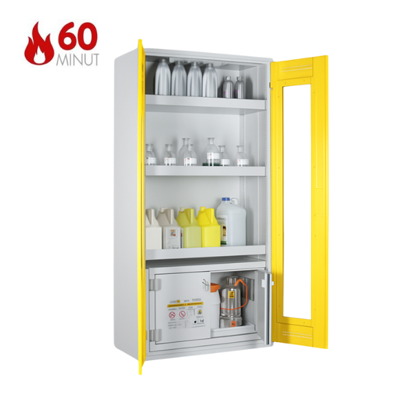 Szafa kombinowana Topserw COMBI-60 L, pojemniki, drzwi GL żółte, CHS, 60 min