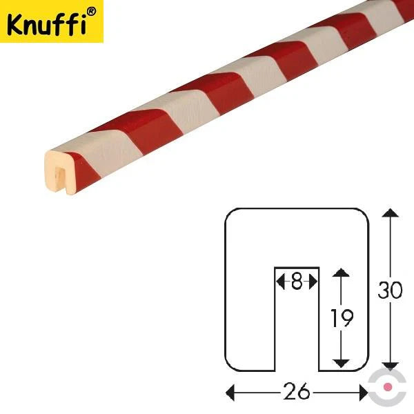 Elastyczny profil ostrzegawczo-ochronny Knuffi, typ G, biały/czerwony, 50 m